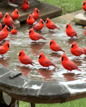 Cardinal Bird Bath