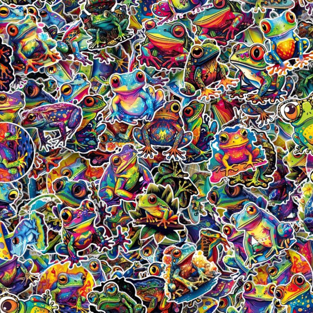 Colorful Frogs Sticker Bomb