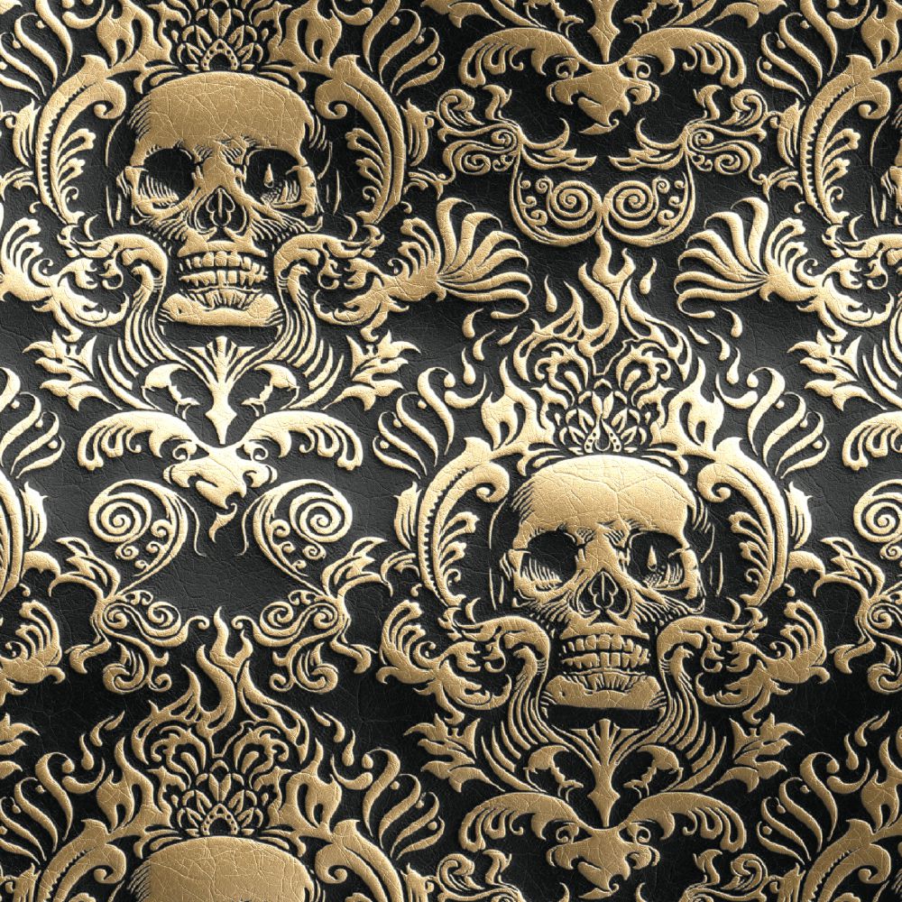Embossed Leather Skull Damask