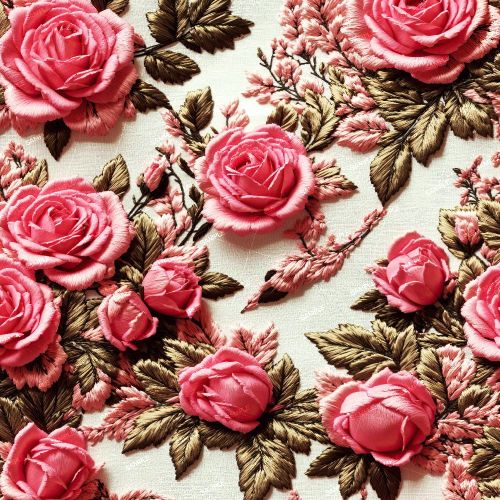 Embroidered Pink Roses 42
