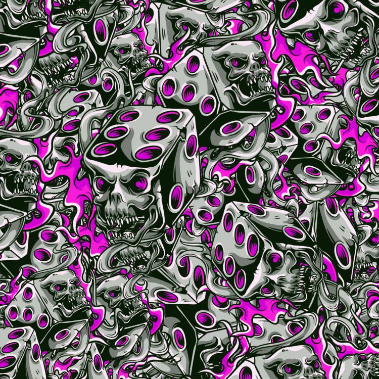 Flaming Dice Skulls 22