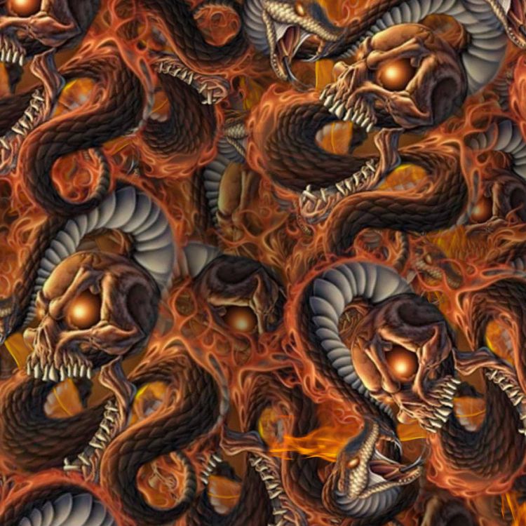 Flaming Snake Skull