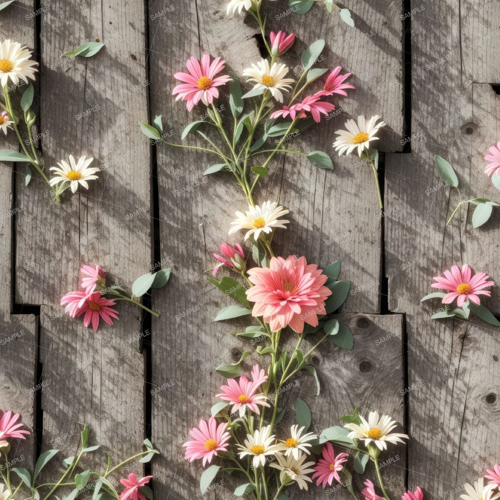 Flowers on Barnwood Floor