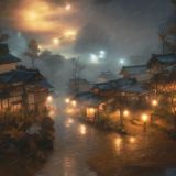Foggy-Night-in-a-Japanese-Village