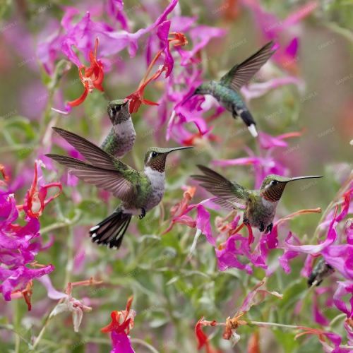 Foraging Hummingbird Family