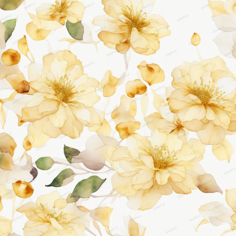Gold Watercolor Flowers