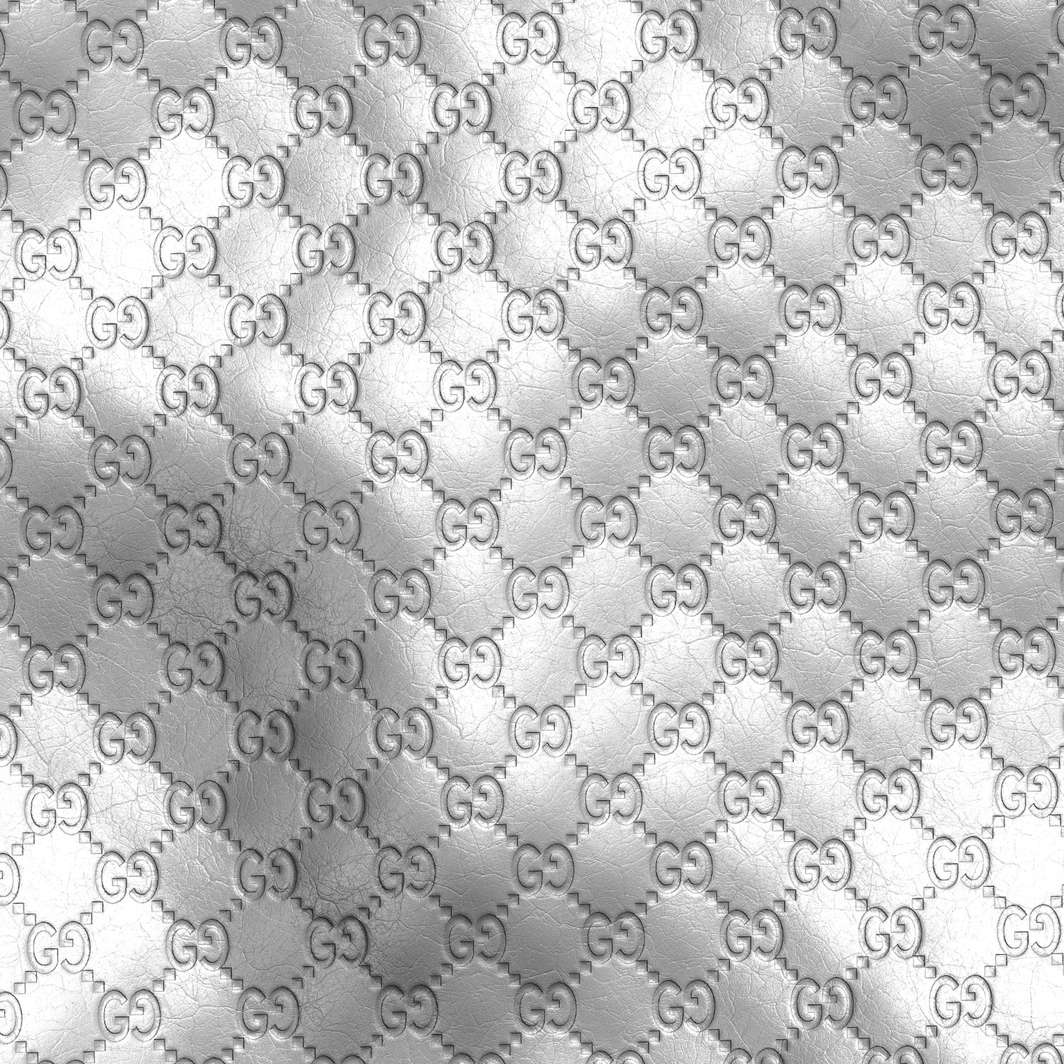 Gucci Silver Leather Embossed