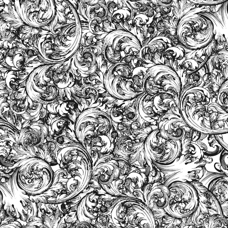 Hand Drawn Silver Scrollwork Engraving 23