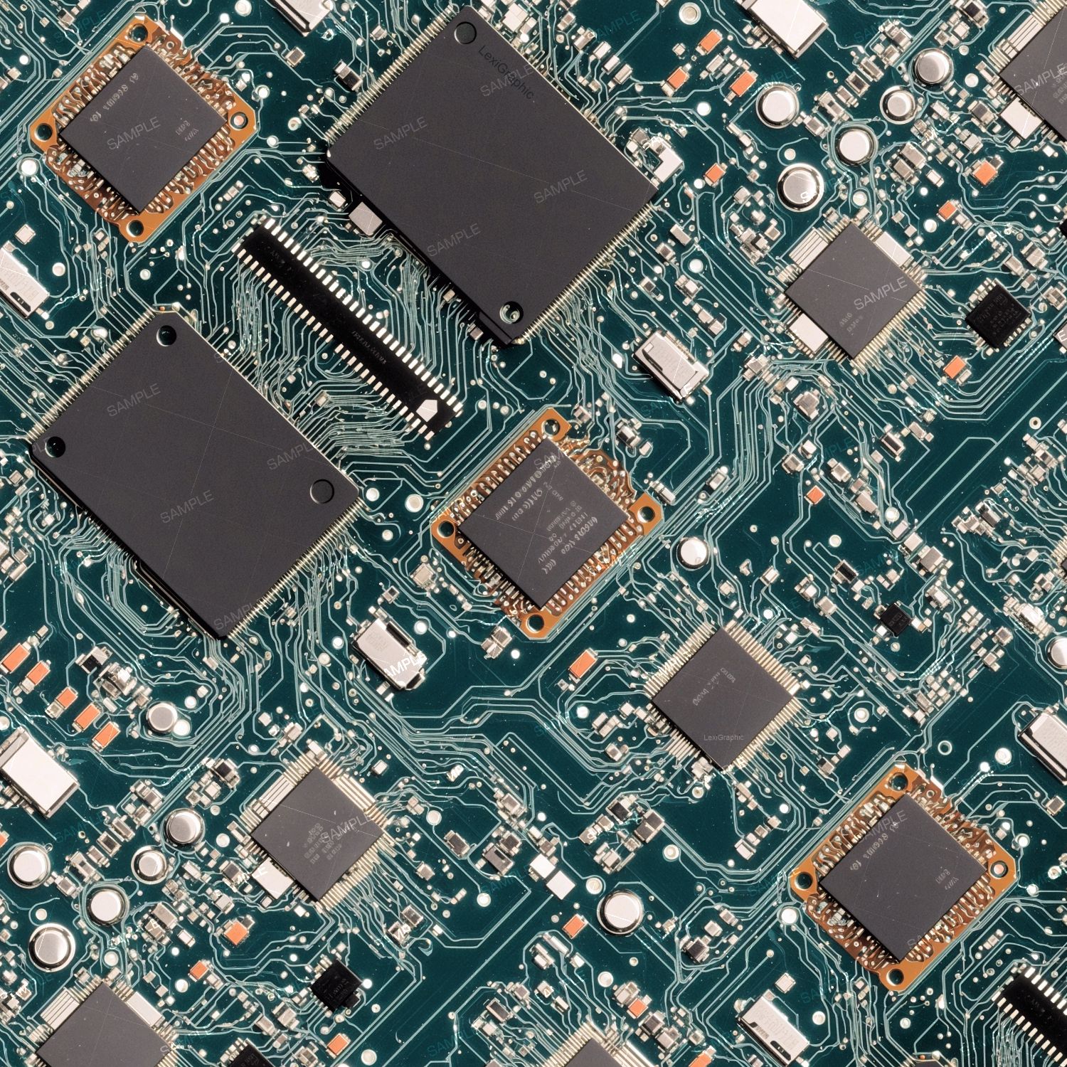 Integrated Circuit Board Teal