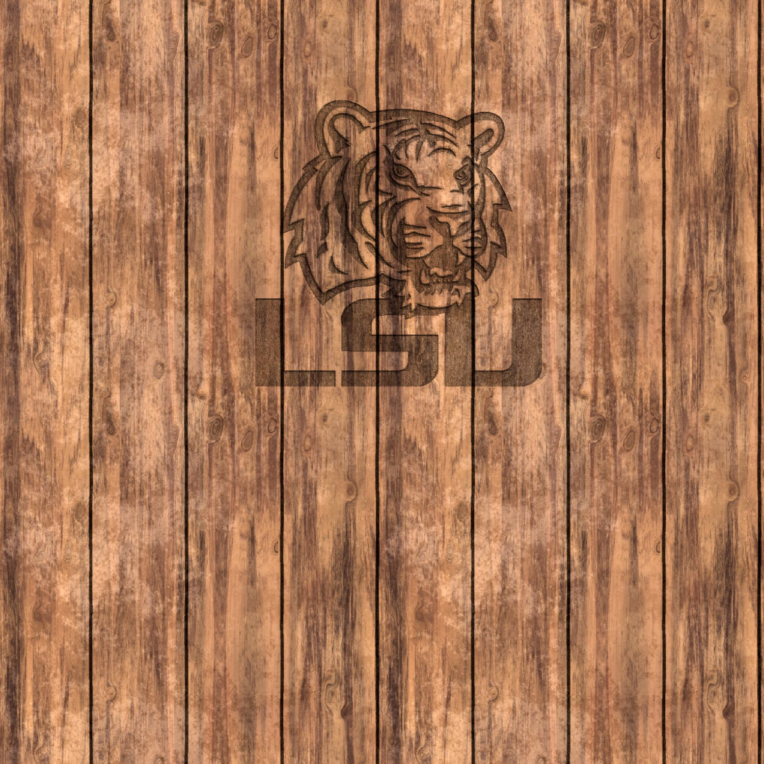 Louisiana State University Tigers on Wood 11x16