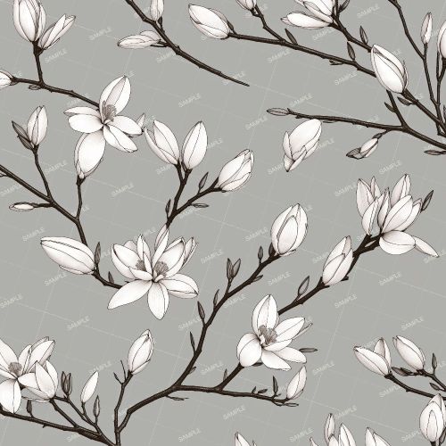 Magnolia Blossoms Line Drawing