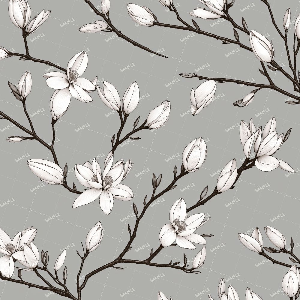 Magnolia Blossoms Line Drawing