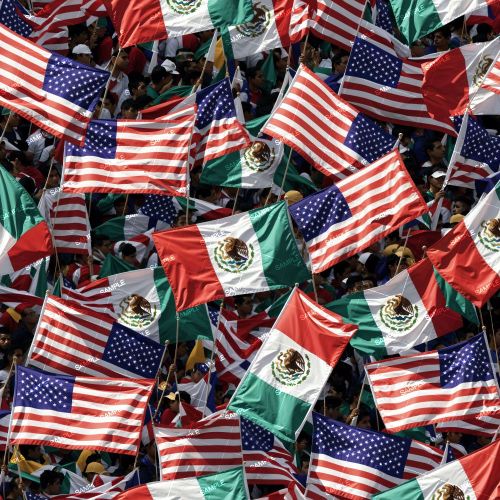 Mexico and US Flags 43