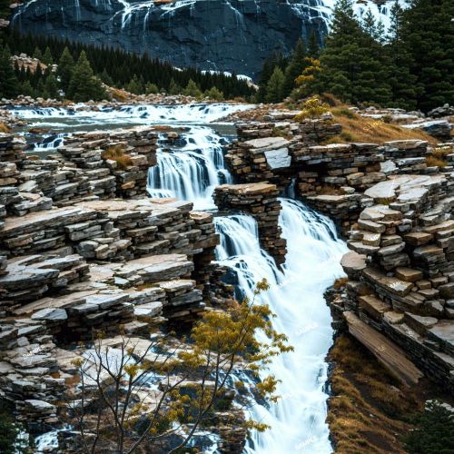 Mountain Scene with Waterfall