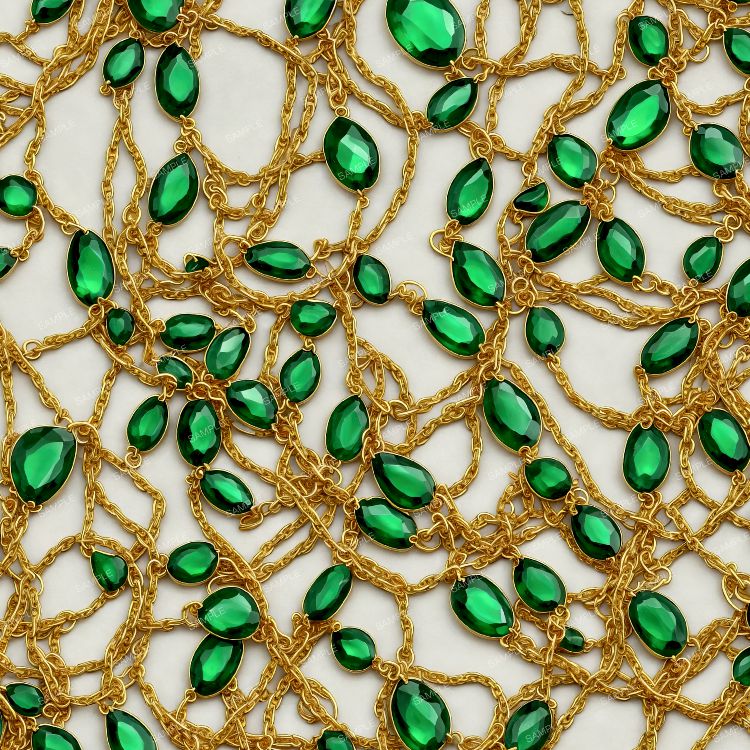 Mounted Emeralds on Gold Chains