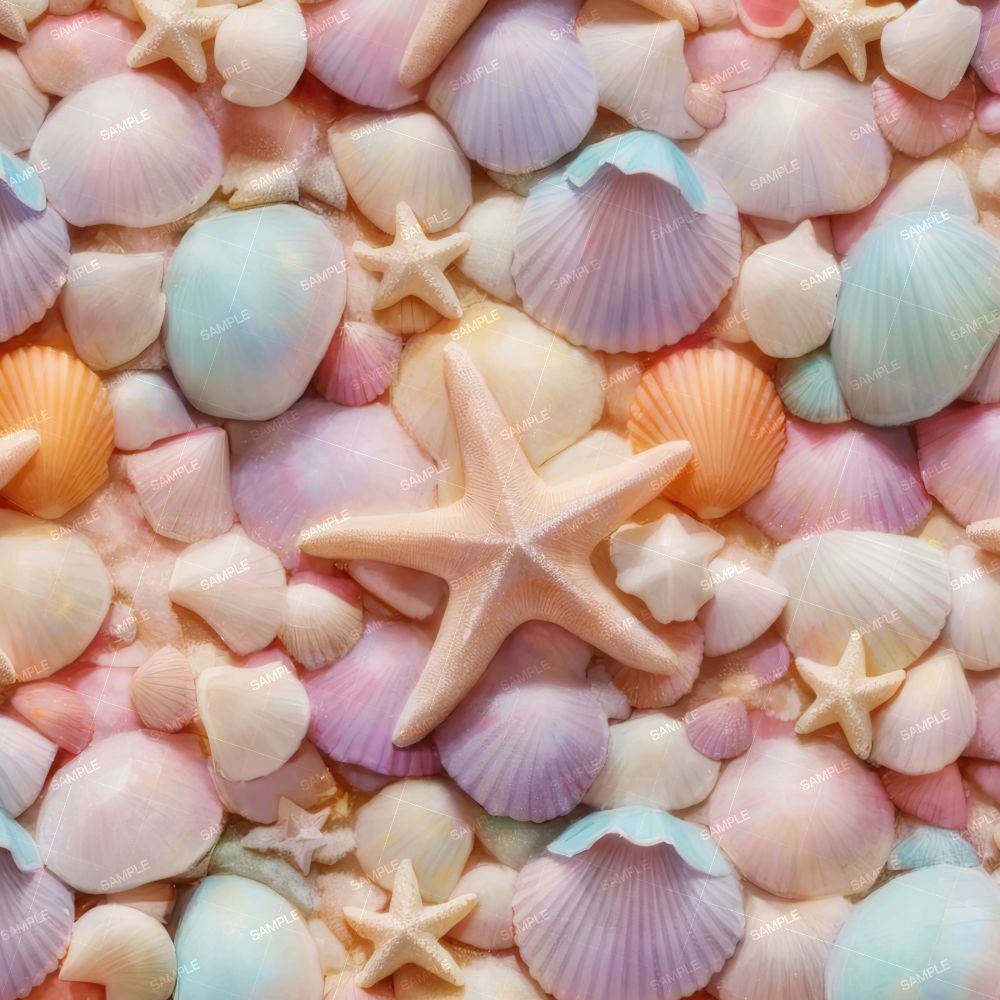 Pastel Starfish and Seashells