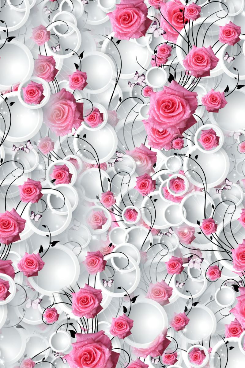 Pink Roses White Circles
