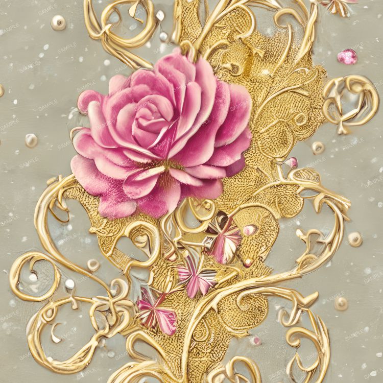 Pink and Gold Fillagree Wallpaper