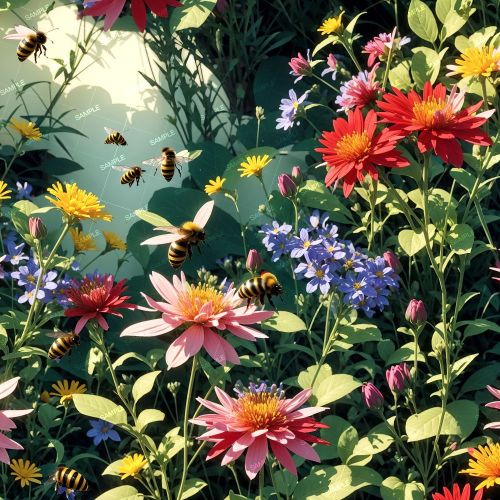 Pollinating Bees and Flowers