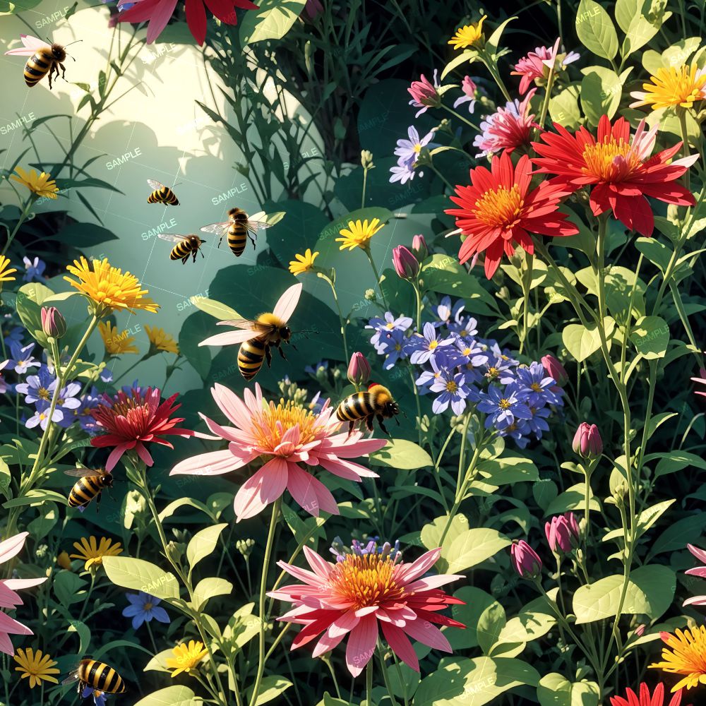 Pollinating Bees and Flowers