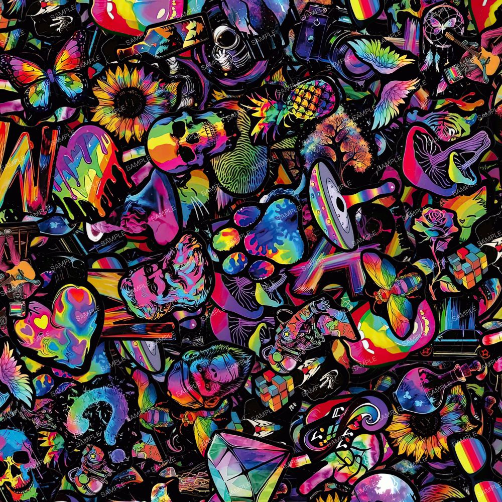 Psychedelic Neon Sticker Bomb