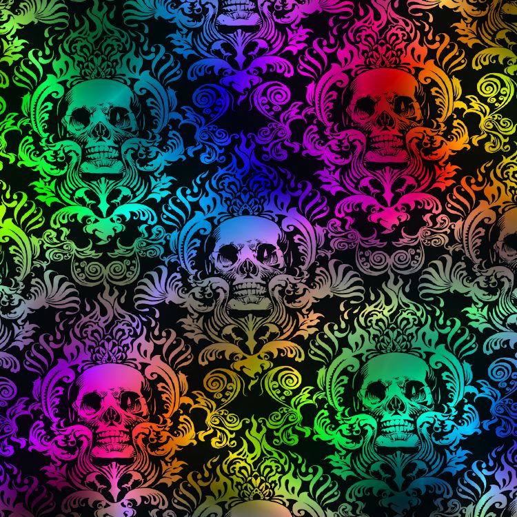 Rainbow Skeleton Damask