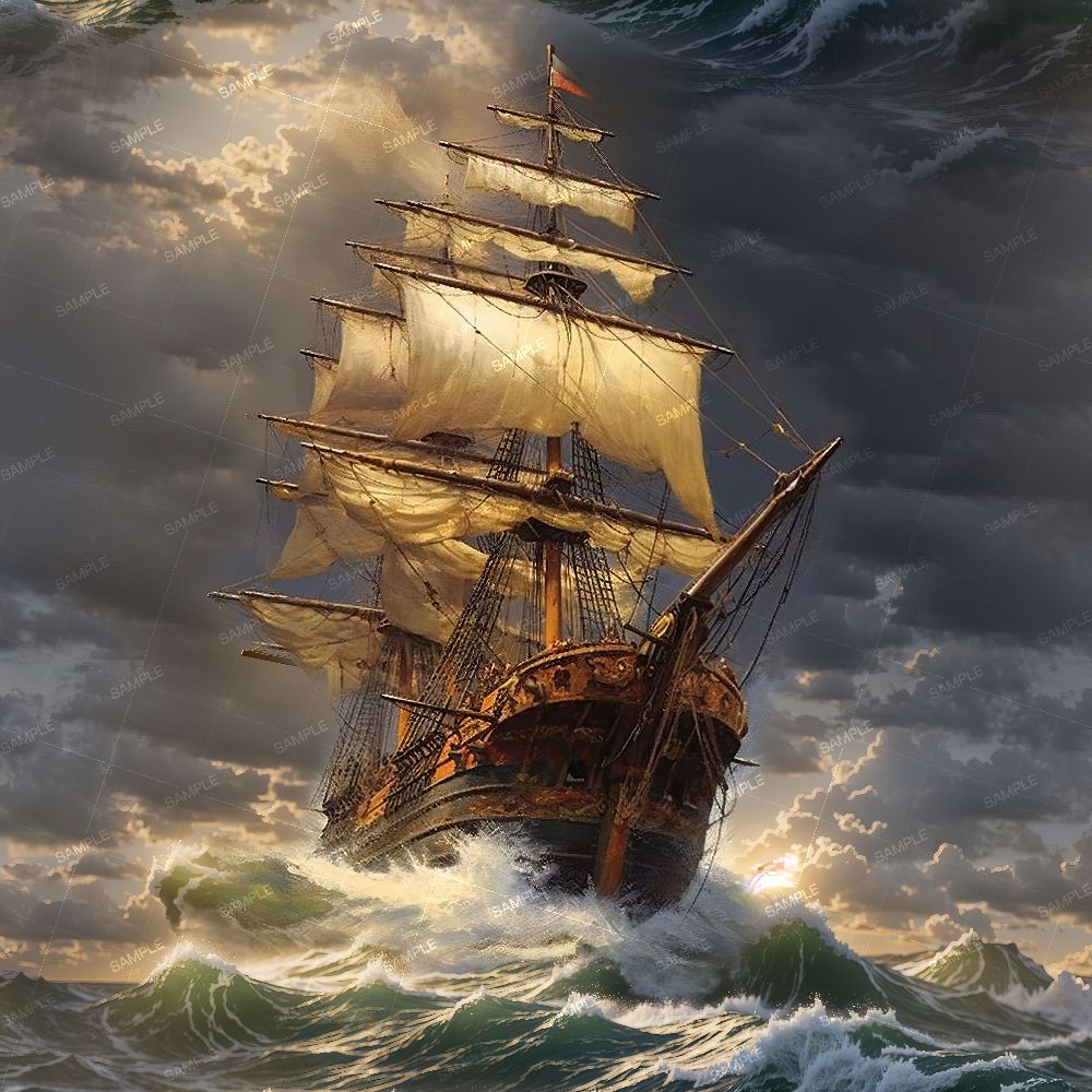 Sailing Ship on a Stormy Sea 45