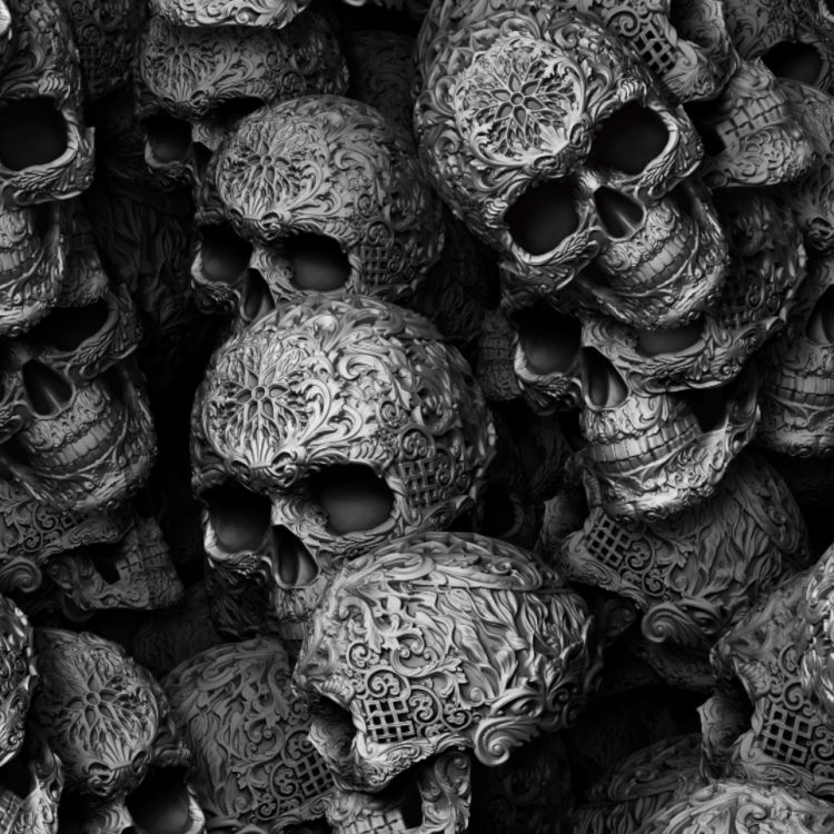 Silver Ornamented Skulls
