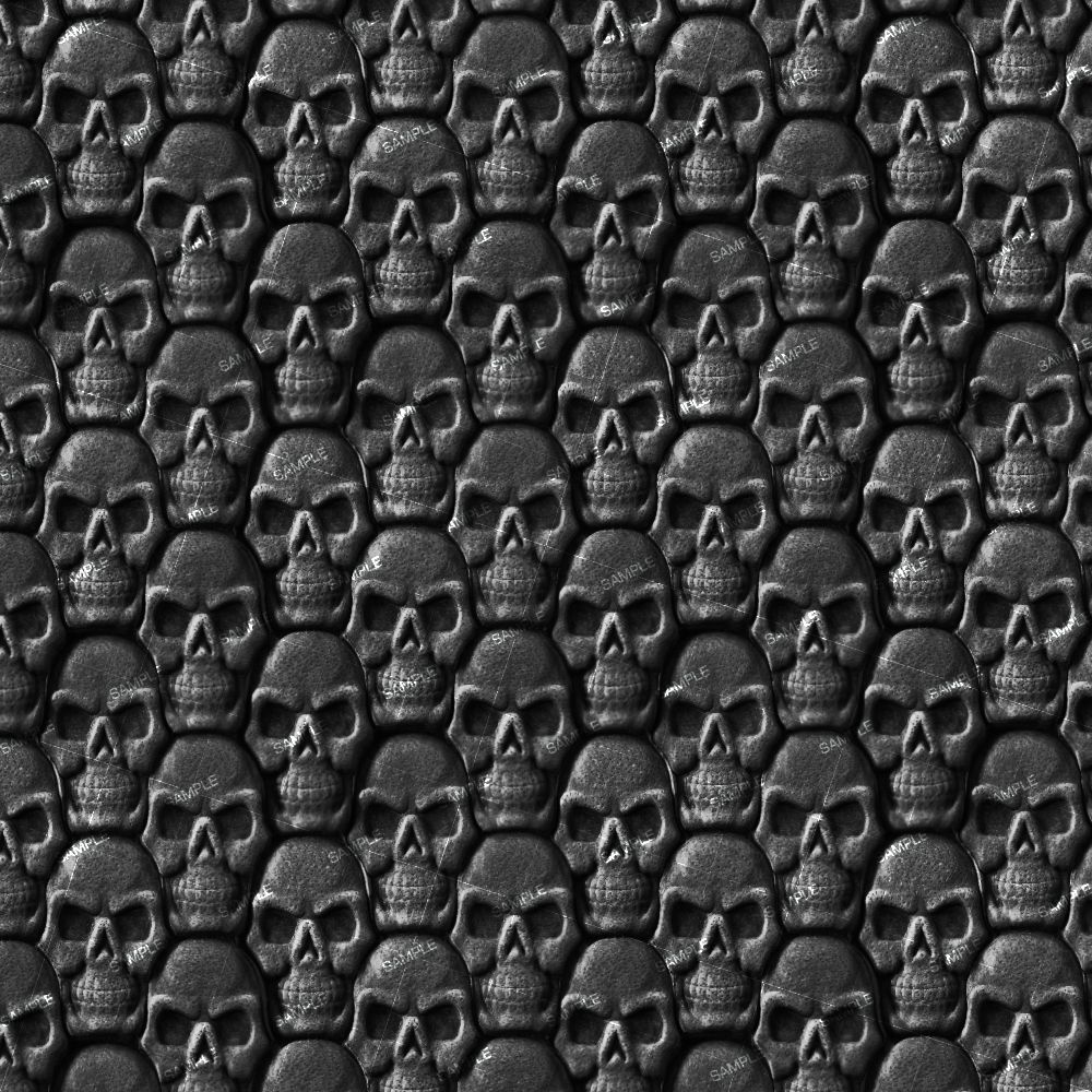 Skulls Embossed Black Leather