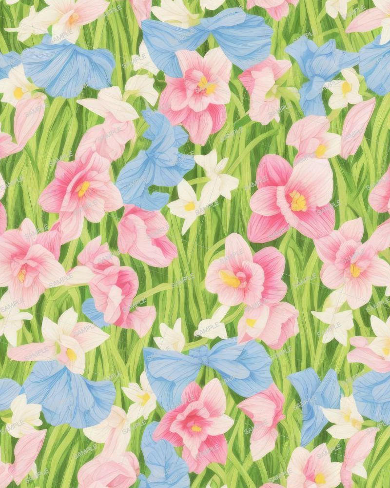 Spring Daffodills Fabric Pattern