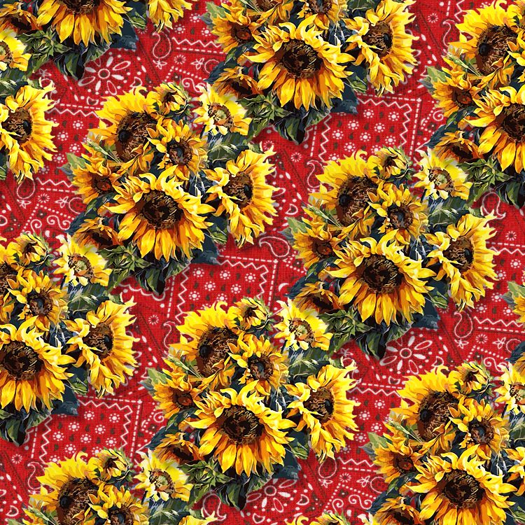 Sunflower Over Red Bandana