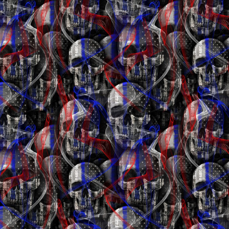 Thin Blue Line Skulls with Smoke