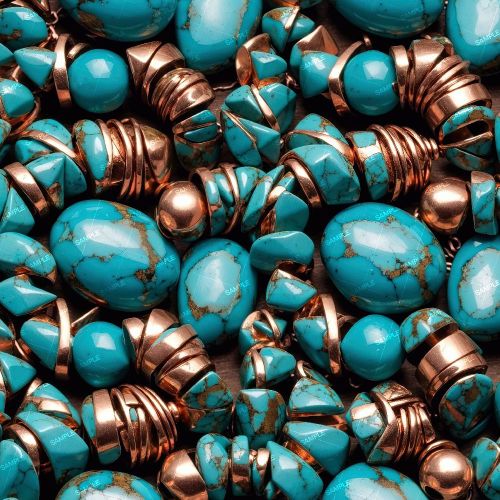 Turquoise and Copper Abstract
