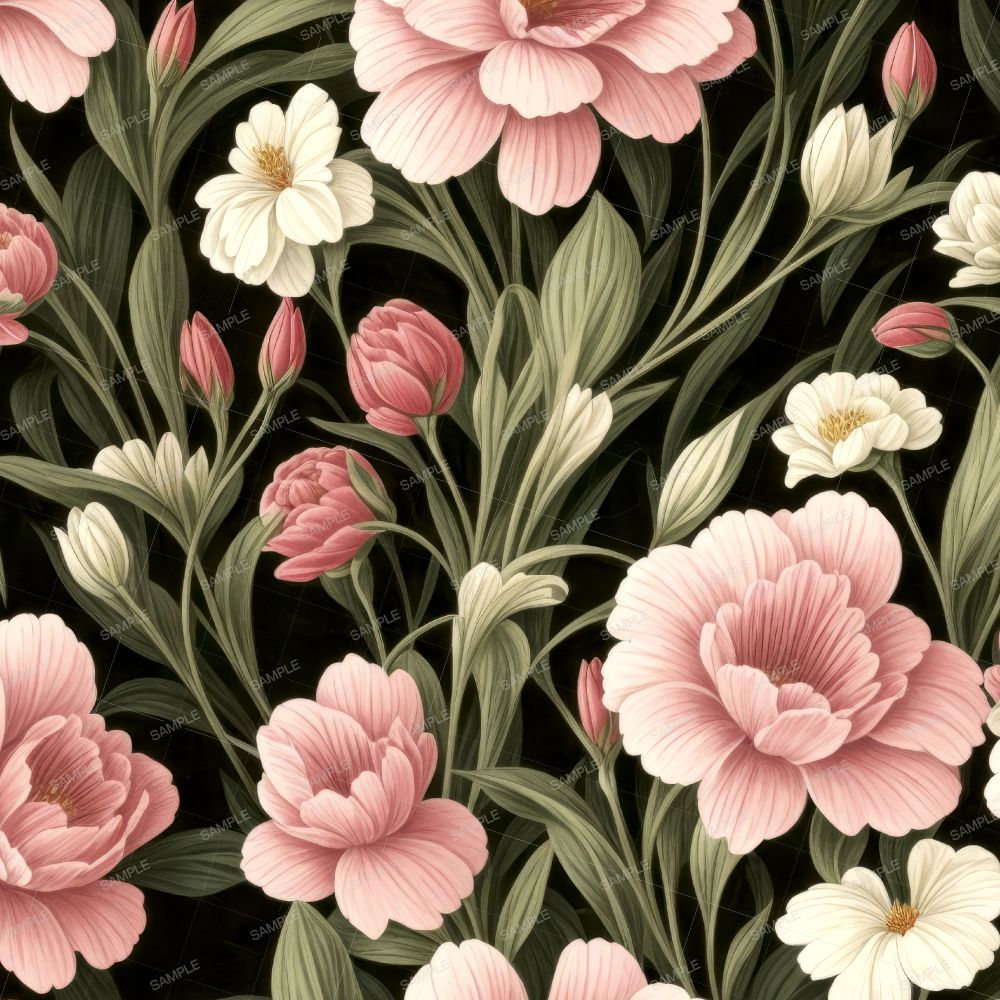 Vintage Botanical Wallpaper Flower Pattern 44