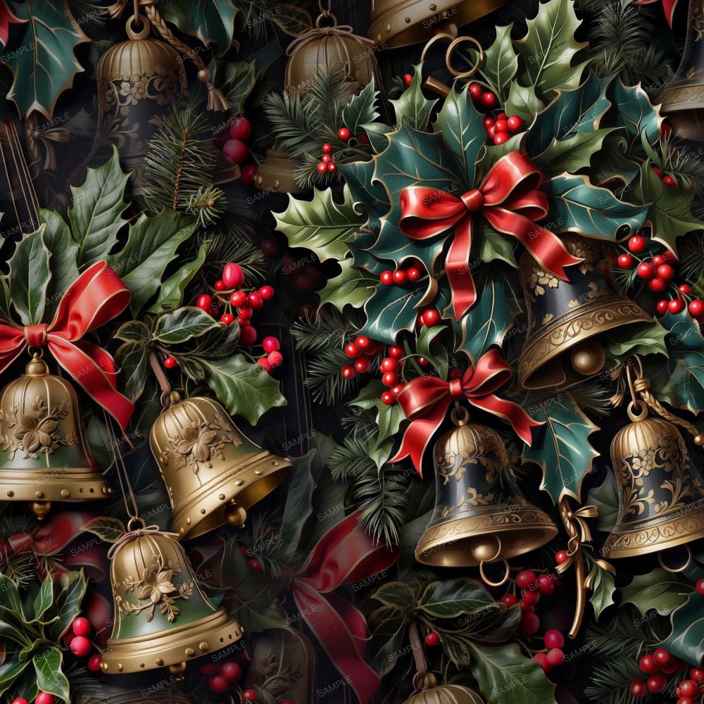 Vintage Holly Christmas Bells 43