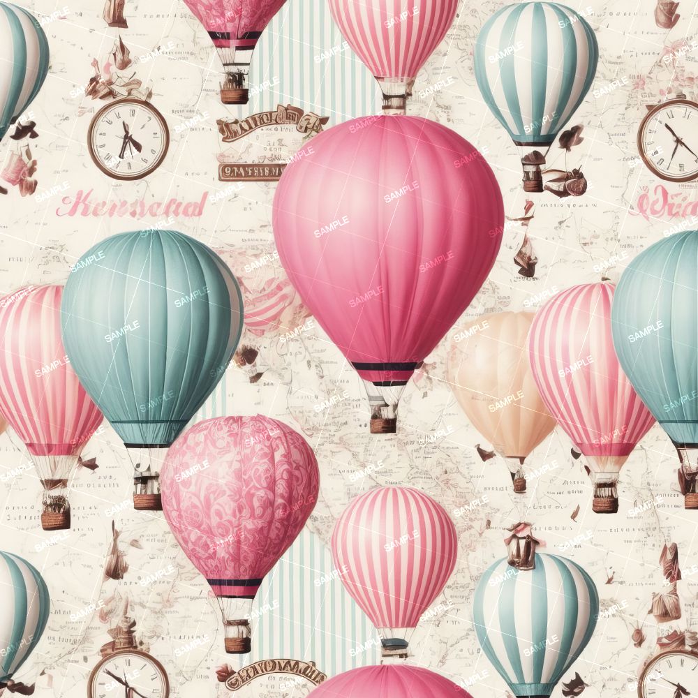 Vintage Hot Air Balloon Wallpaper Pattern