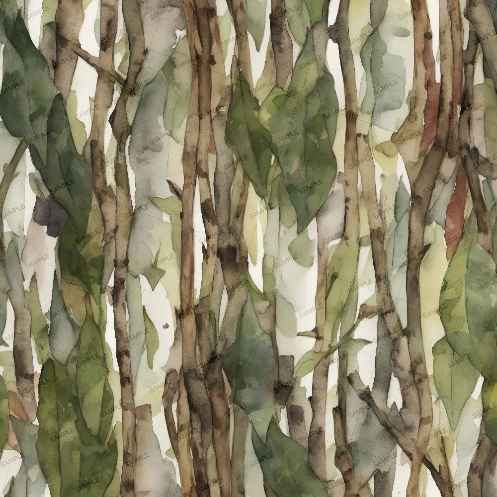 Watercolor Stick and Leaf Camouflage