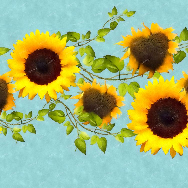 Watercolor Sunflower Border