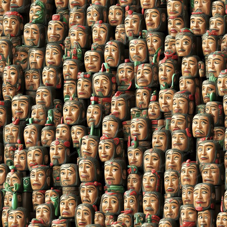 Whimsical Polynesian Tiki Totem Heads