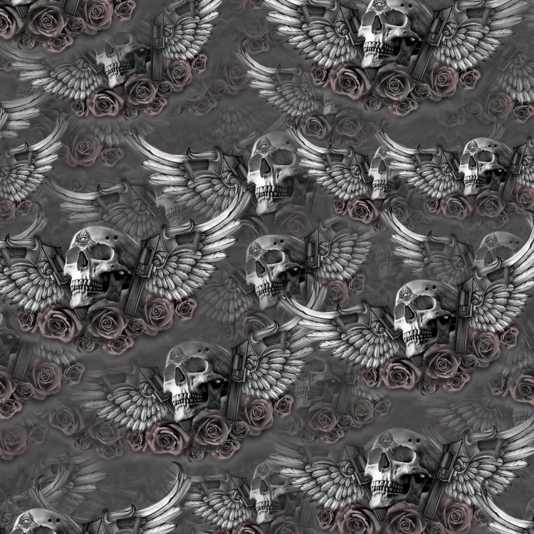 Winged Pistol Skull 23