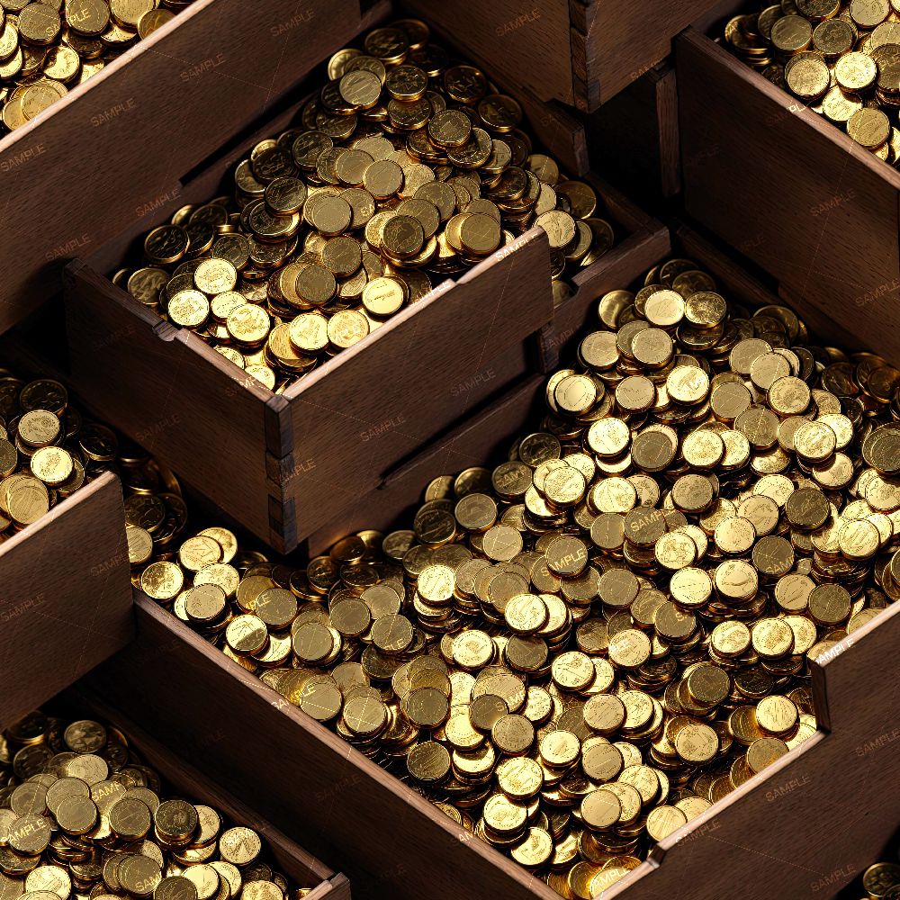 Wooden Boxes of Gold Coins