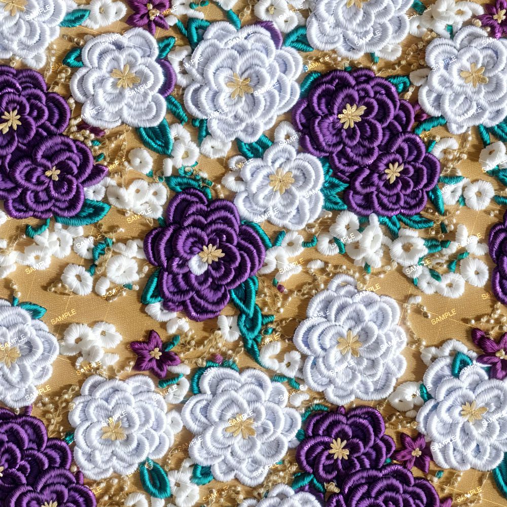 Embroidered Purple Flowers