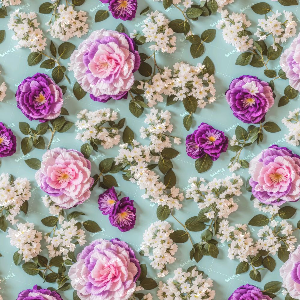 Embroidered Purple and Lilac Flowers 42