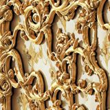 Goldleaf-Scrollwork-over-Damask-Wallpaper