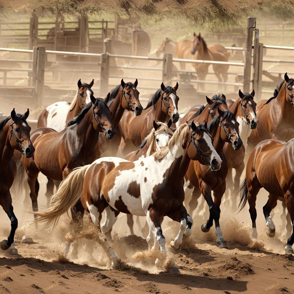 Horses in a Corral