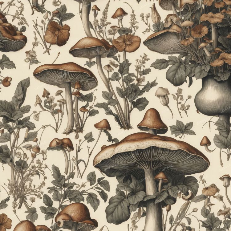 Magic Mushrooms Vintage Illustration