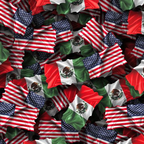 Mexico and US Flags