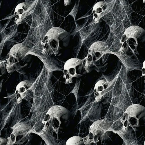 Skulls Covered in Spider Webs