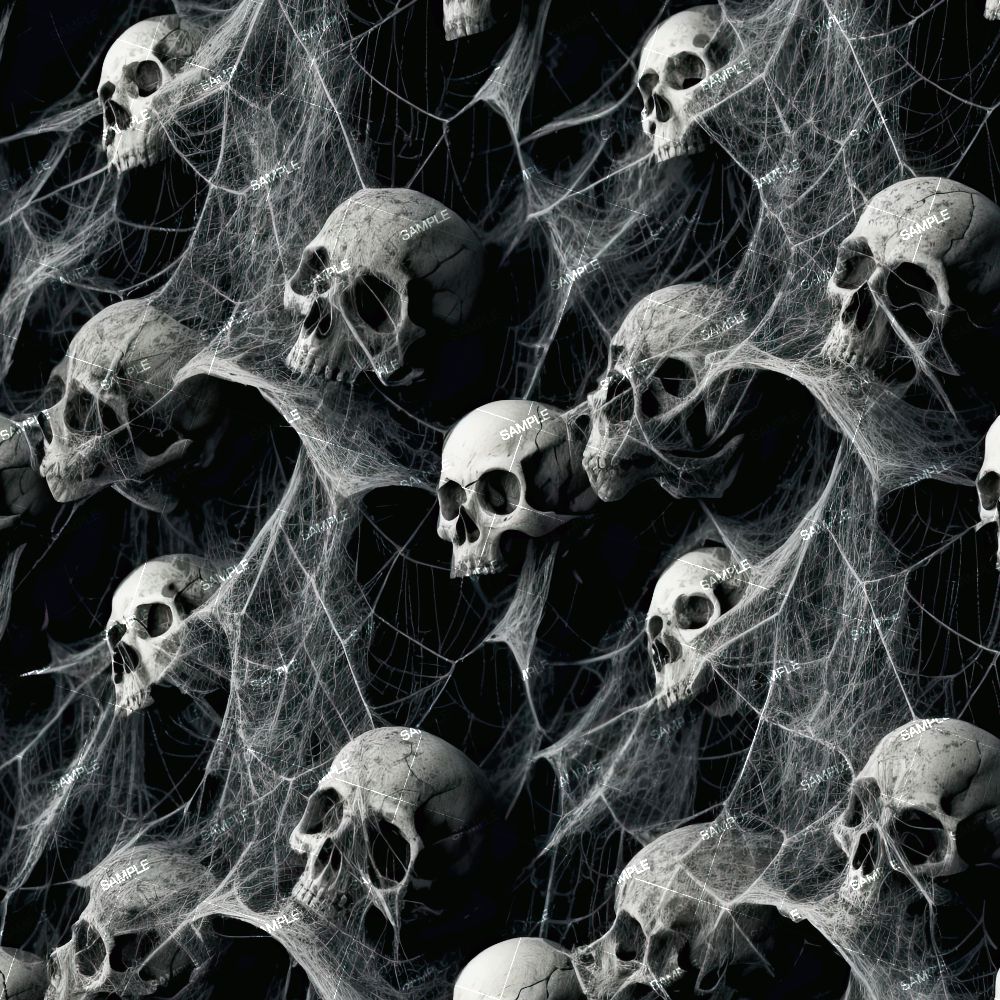 Skulls Covered in Spider Webs