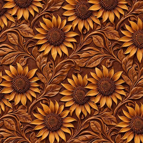Tooled Leather with Sunflowers